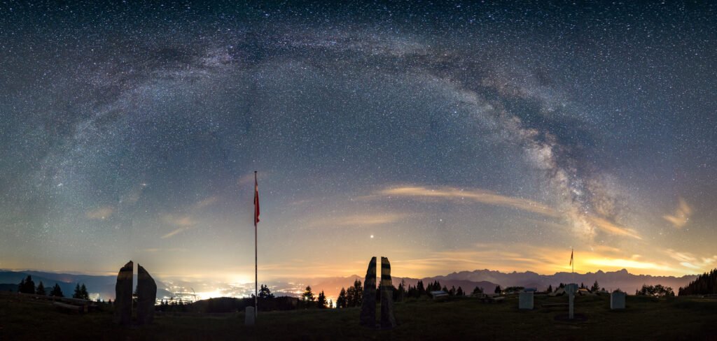 Panorama of milky way over Dobratsch